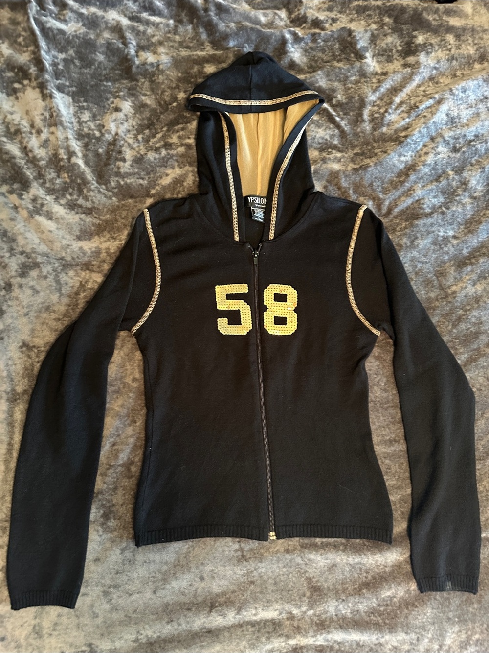 Black Hooded Zip Jacket with Yellow Contrast - Sporty Utility Style